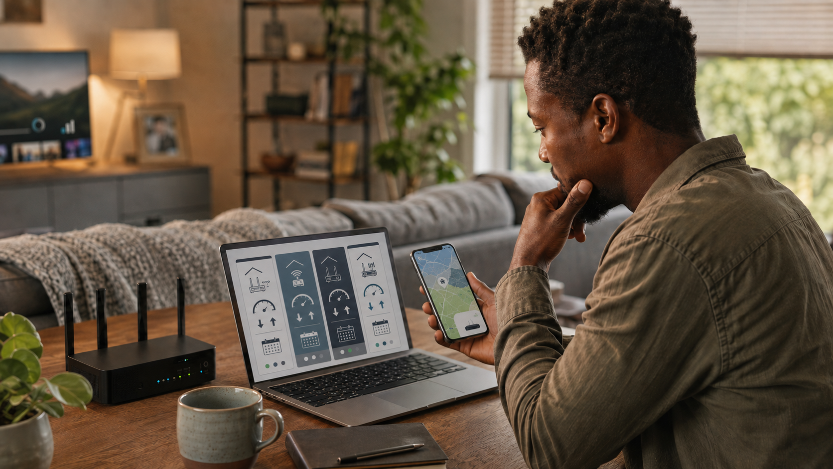 A customer checking coverage or installing home connectivity
